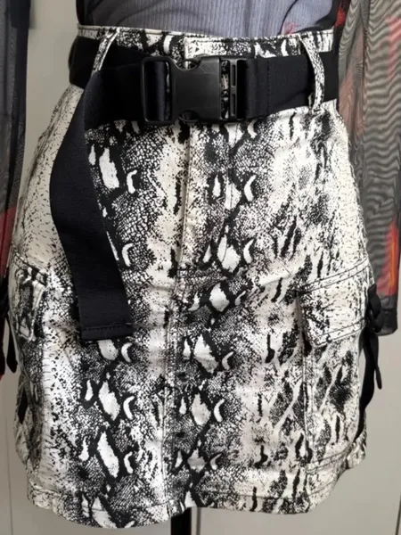 Saia Snake Animal Print com Cinto