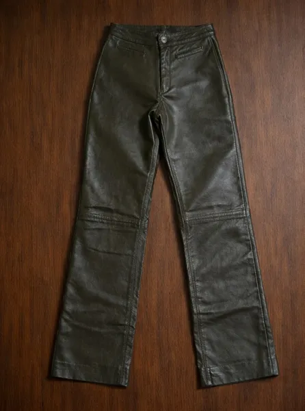 calca couro legítimo verde e38