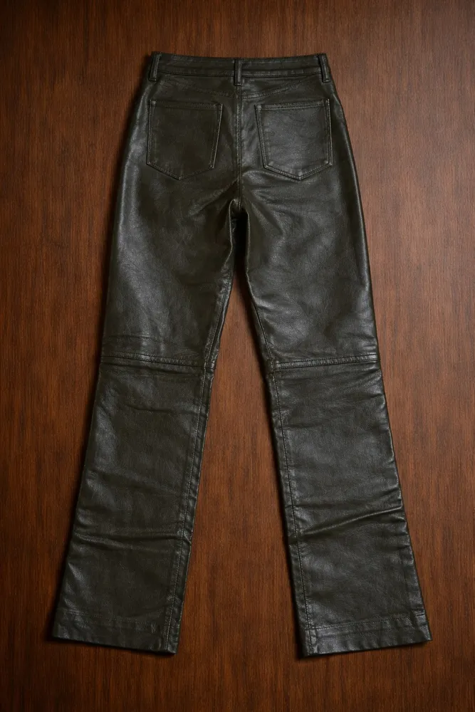 calca couro legítimo verde e38