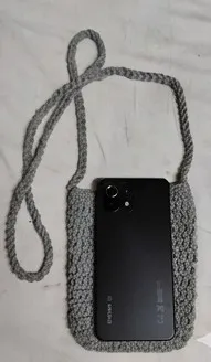 bolsa crochê cinza
