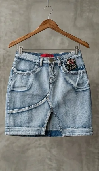 saia jeans com fenda frontal