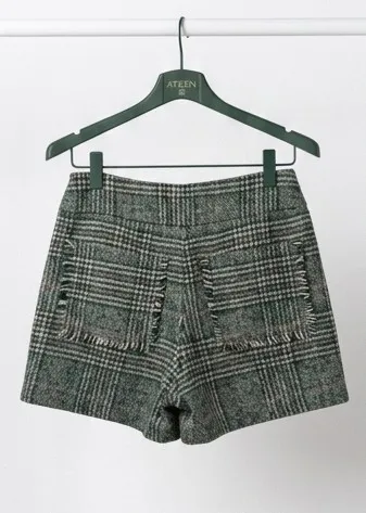 short lã tweet xadrez verde chocoleite