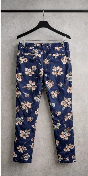 calca azul floral zara