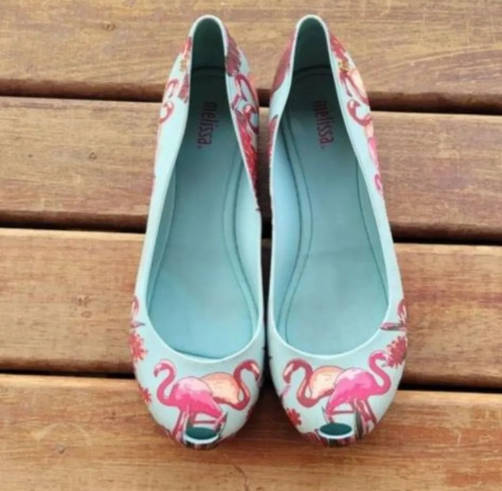 sapatilha melissa ultragirl flamingos peeptoe confortável tam 37