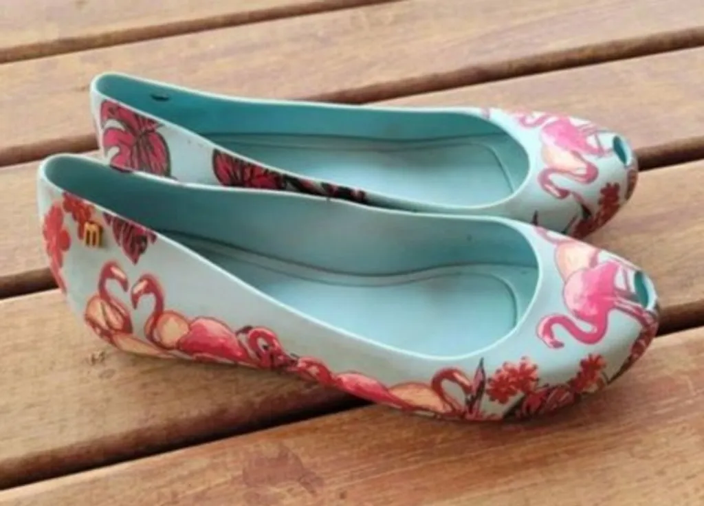 sapatilha melissa ultragirl flamingos peeptoe confortável tam 37