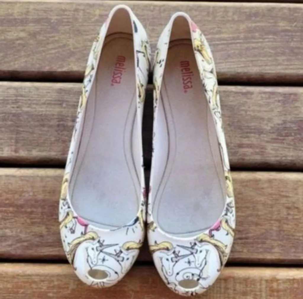 sapatilha melissa ultragirl unicórnio branca estampada