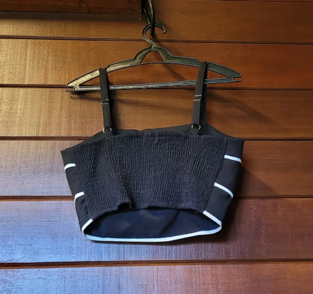 conjunto sincere cropped e calça wide leg listras - tam m