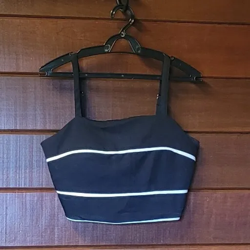 conjunto sincere cropped e calça wide leg listras - tam m