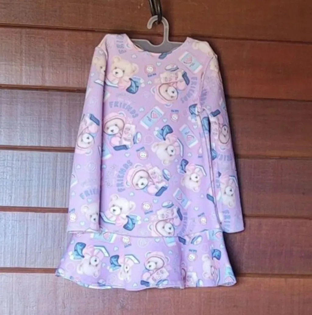 vestido infantil petit kukiê estampa exclusiva de ursinhos