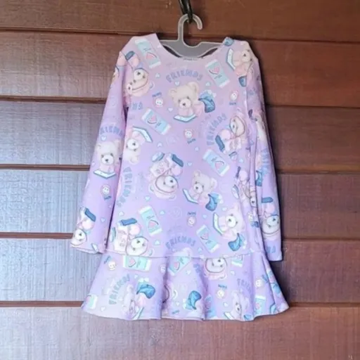 vestido infantil petit kukiê estampa exclusiva de ursinhos