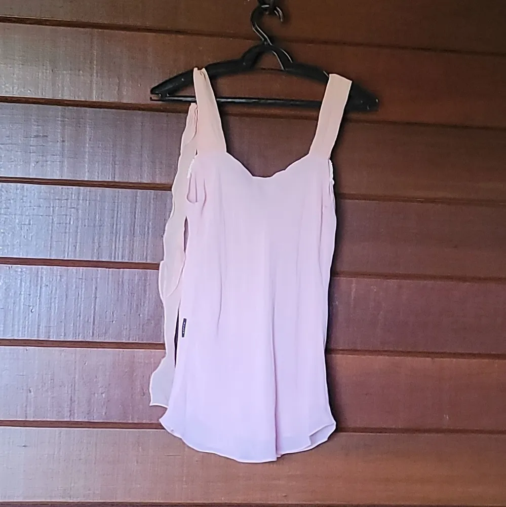 blusa ellus seda rosa chá - bordado pérolas e babados tam m