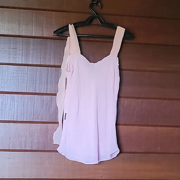 blusa ellus seda rosa chá - bordado pérolas e babados tam m
