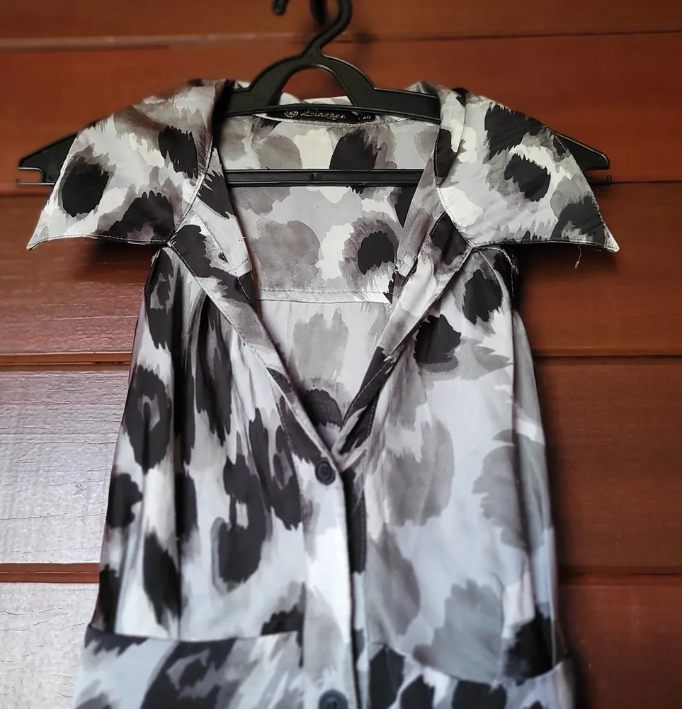 vestido zinzane animal print cinza tam 40