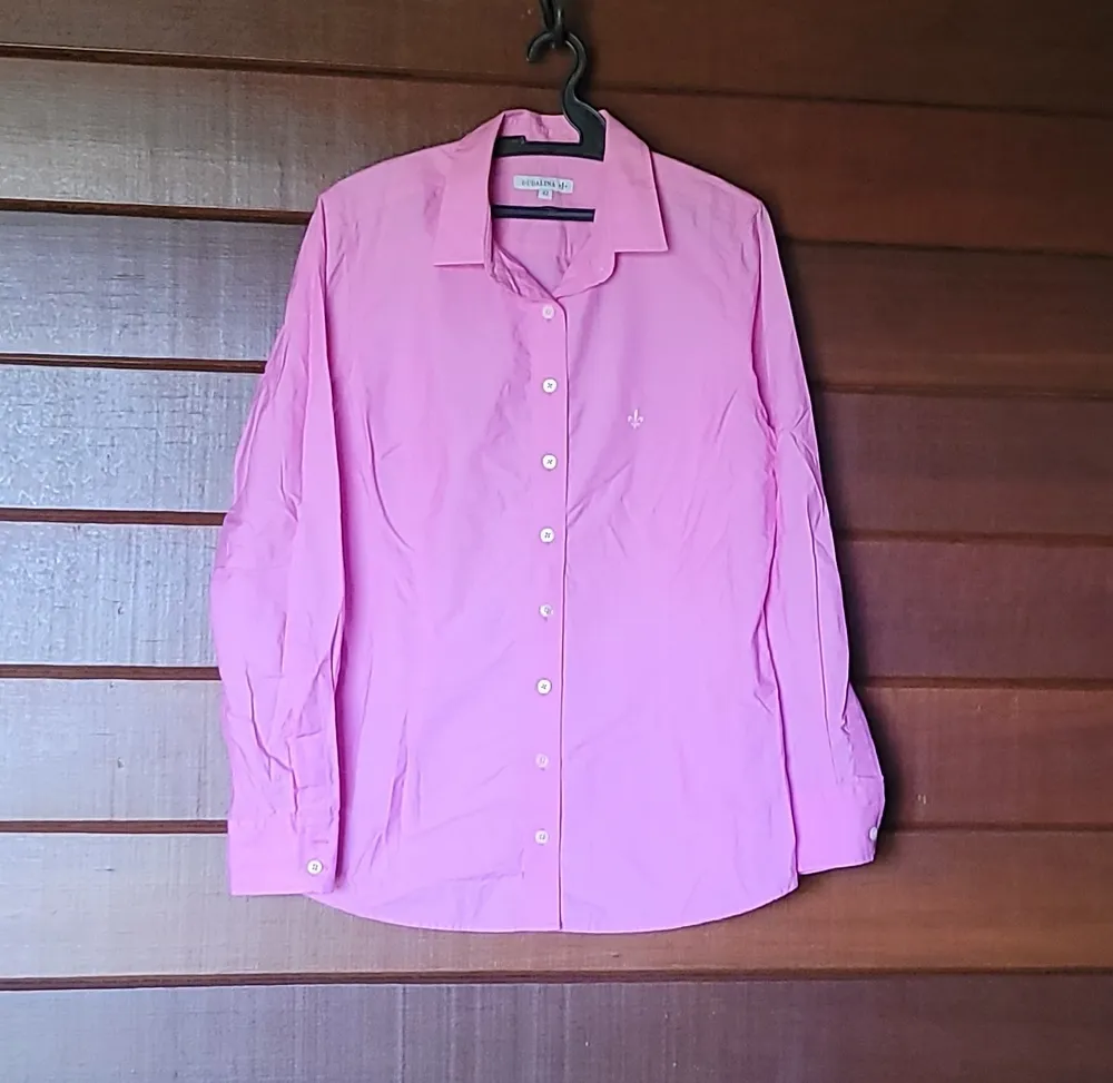 camisa dudalina rosa original manga longa tam 42