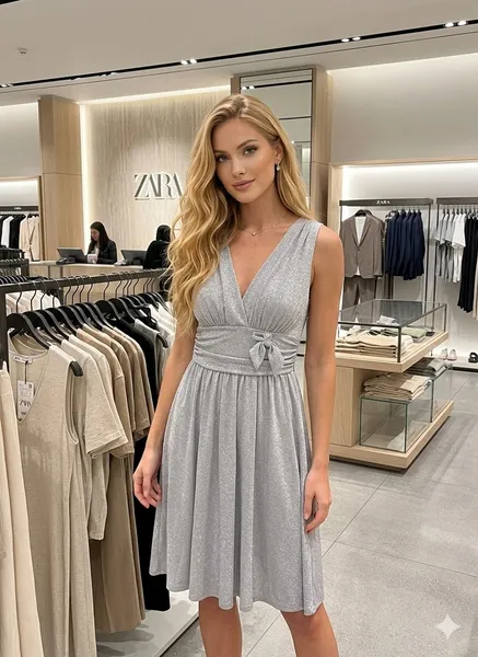 vestido midi brilho zara casual elegante  tam g