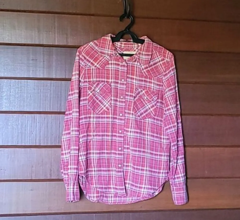 Camisa Western Levis Xadrez Rosa Manga Longa Original Tam M