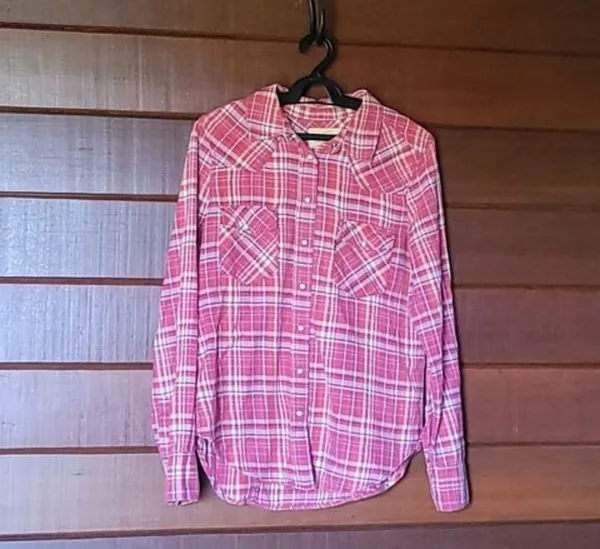 Camisa Western Levis Xadrez Rosa Manga Longa Original Tam M
