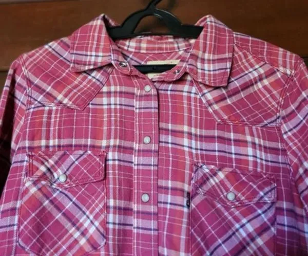 Camisa Western Levis Xadrez Rosa Manga Longa Original Tam M