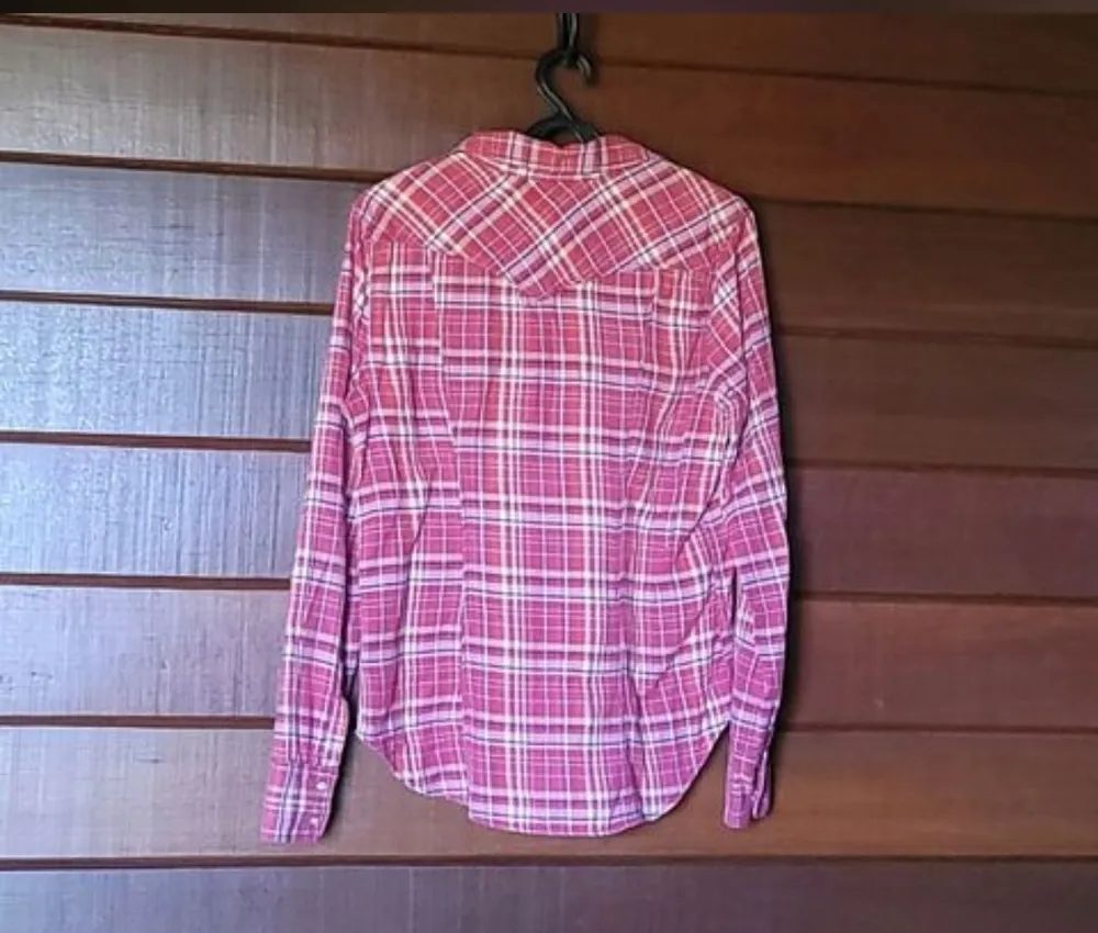 Camisa Western Levis Xadrez Rosa Manga Longa Original Tam M