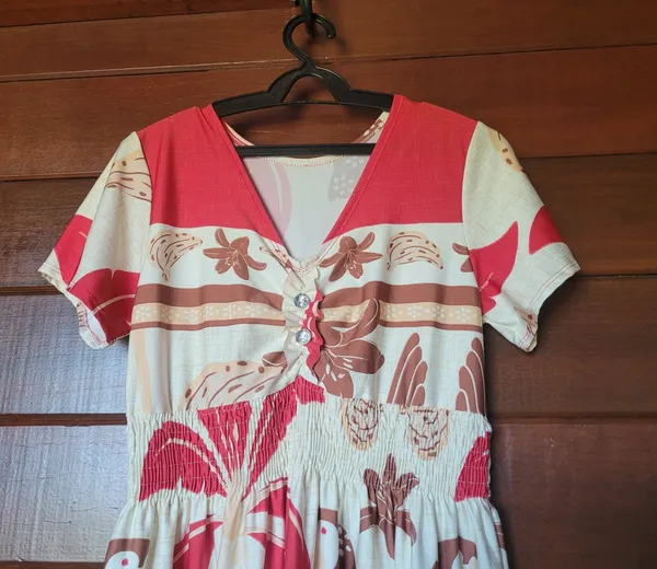 Vestido Midi Tropical Rosa  Conforto e Elegância Tam GG