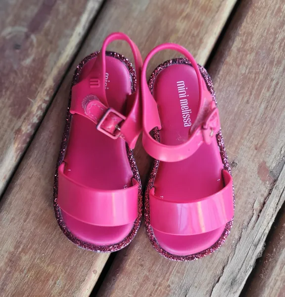 Sandália Mini Melissa Infantil Rosa com Glitter Tam 20/21