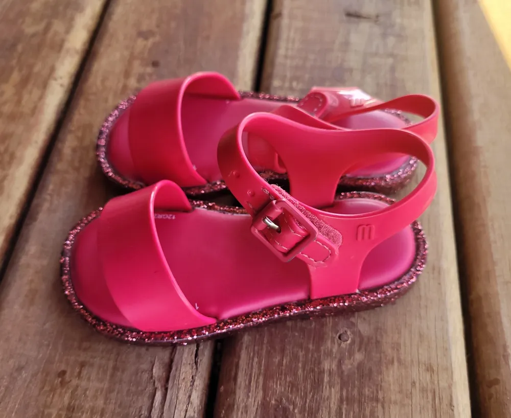 Sandália Mini Melissa Infantil Rosa com Glitter Tam 20/21