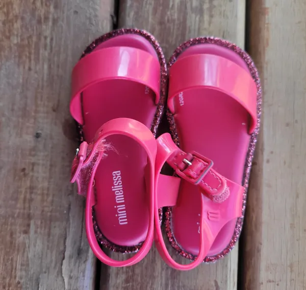 Sandália Mini Melissa Infantil Rosa com Glitter Tam 20/21
