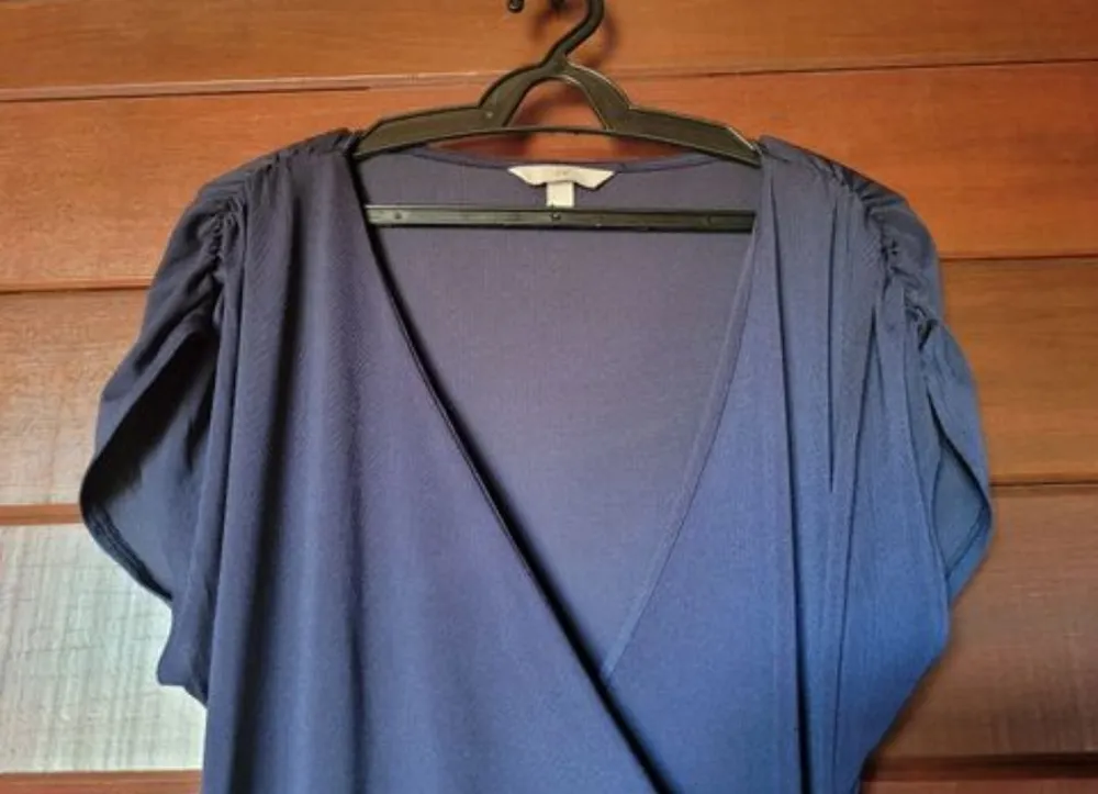 Vestido Envelope H&M Azul Marinho Elegante Tam M