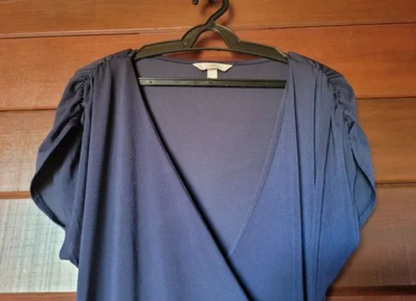 Vestido Envelope H&M Azul Marinho Elegante Tam M