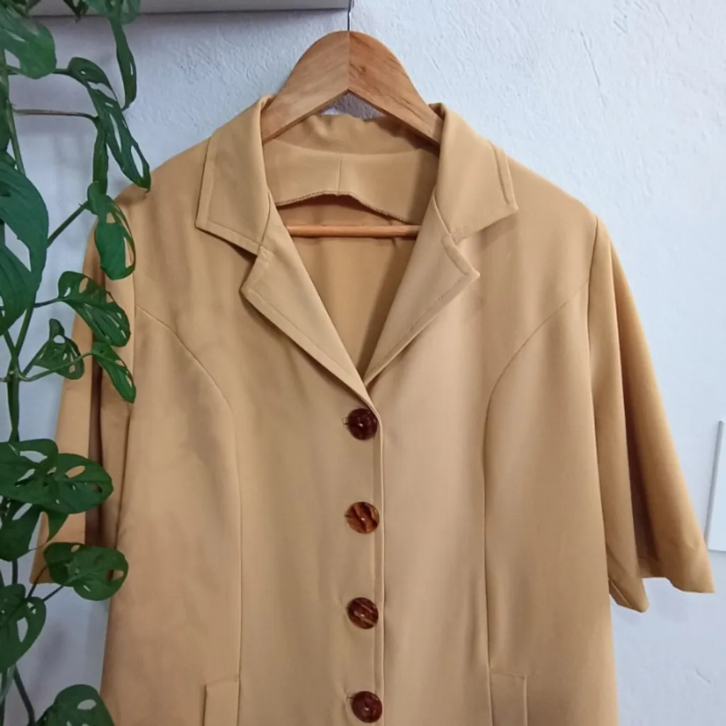Blazer Caramelo Vintage Manga Curta Tamanho G