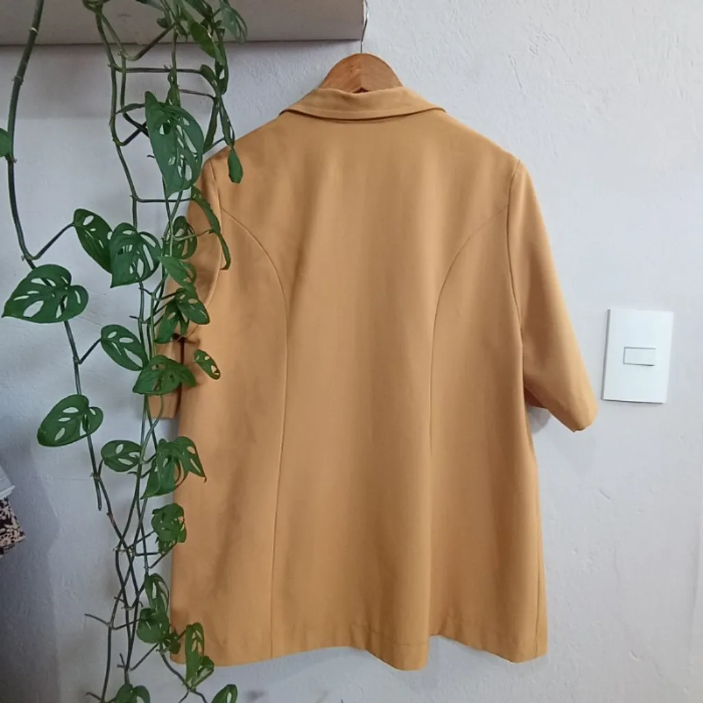 Blazer Caramelo Vintage Manga Curta Tamanho G