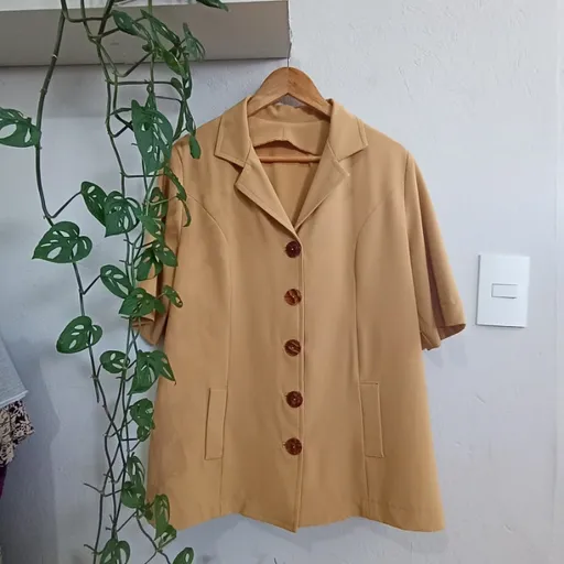 Blazer Caramelo Vintage Manga Curta Tamanho G
