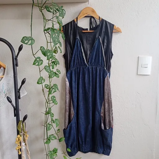 Vestido Jeans Balonê Ópera Rock Tamanho P