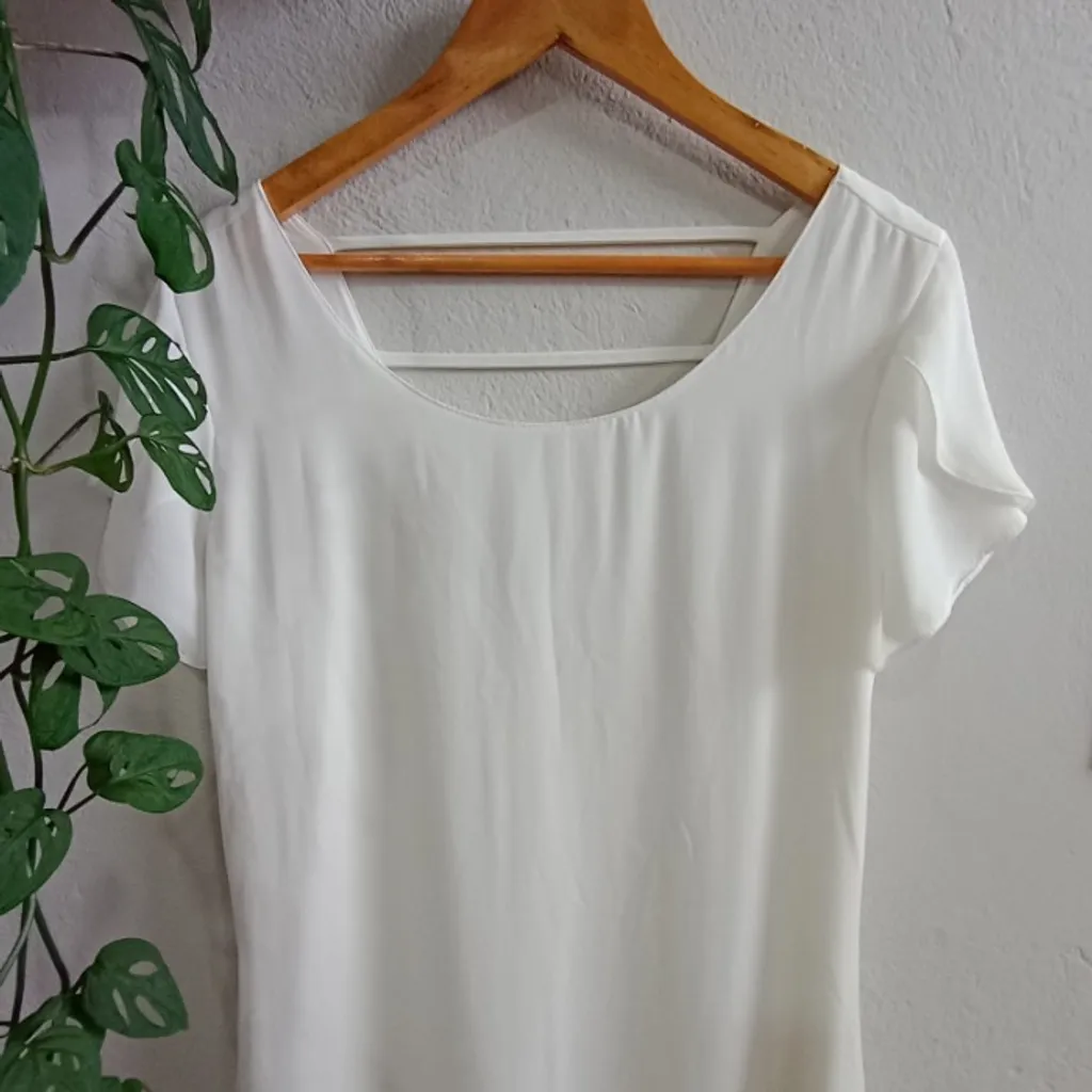 Vestido Branco em Crepe Natural Basic Tamanho P