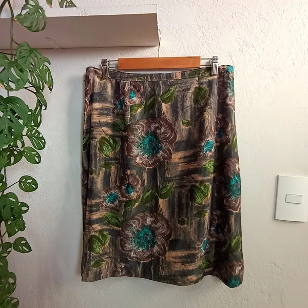 Conjunto Vintage Artesanal Floral Blazer e Saia M