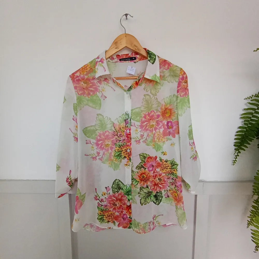 Camisa Floral Cortelle Colorida e Leve - Tamanho 40