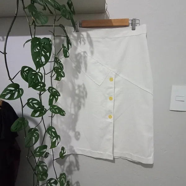 Saia CGC Vintage em Linho Branco - Tamanho 48