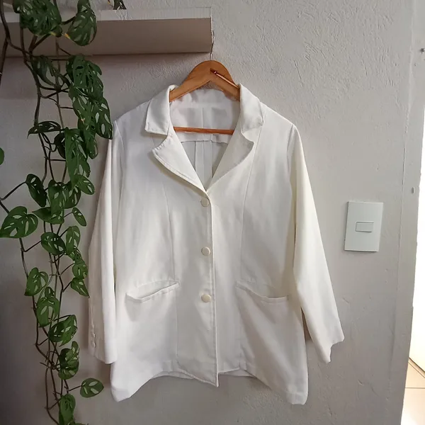 Blazer Vintage em Linho Branco - Tamanho G
