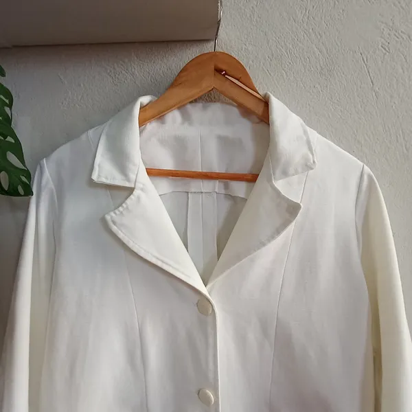 Blazer Vintage em Linho Branco - Tamanho G