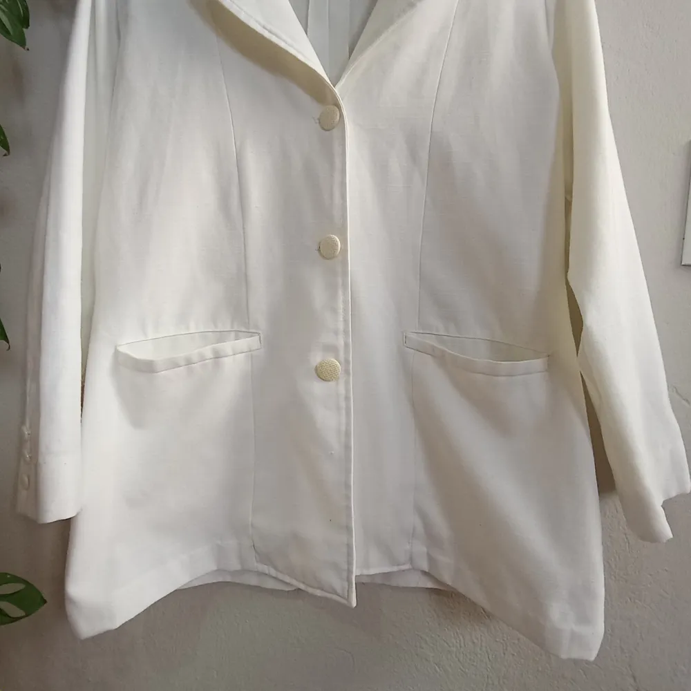 Blazer Vintage em Linho Branco - Tamanho G