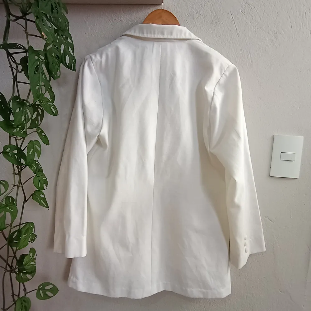 Blazer Vintage em Linho Branco - Tamanho G