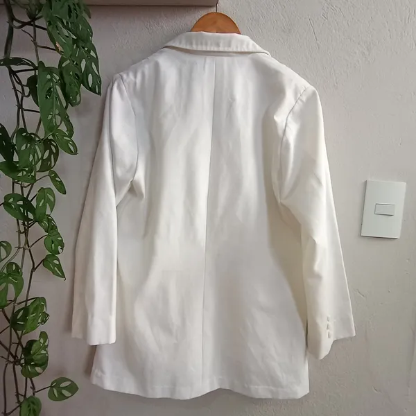 Blazer Vintage em Linho Branco - Tamanho G