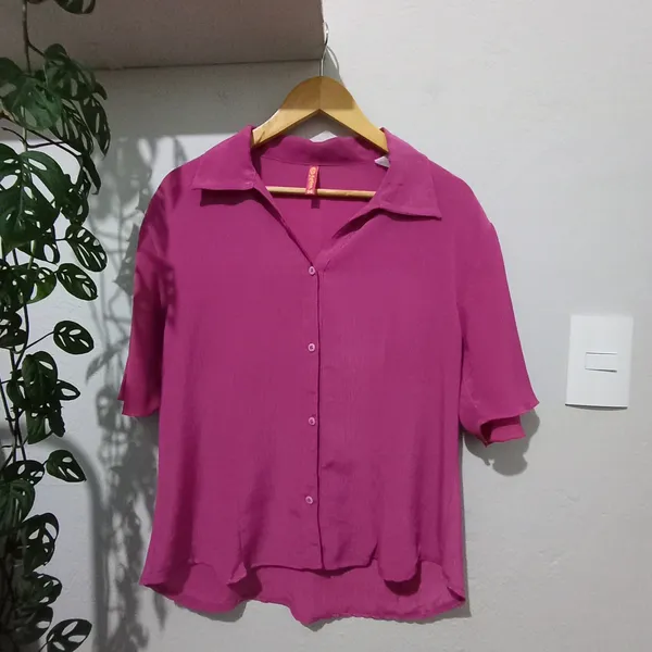 Camisa rosa texturizada - Tam. M
