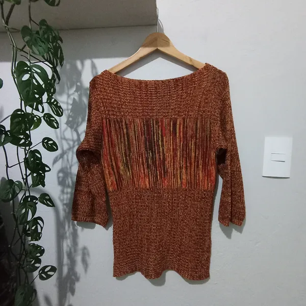 Blusa de tricô mesclada - Tam. M