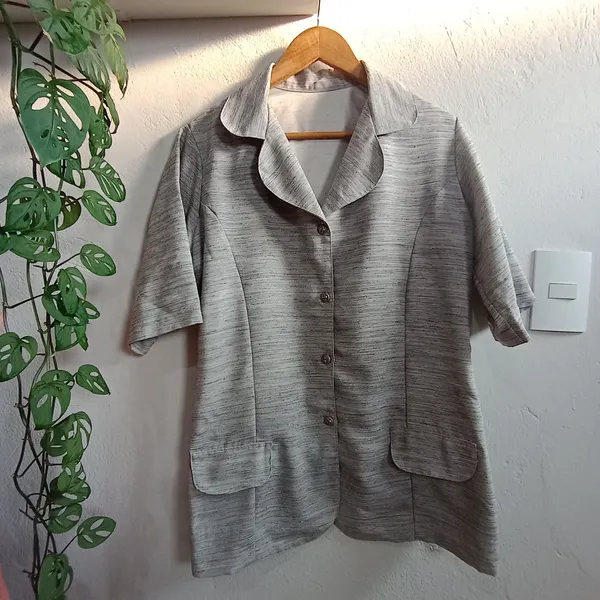 Blazer vintage cinza texturizado tamanho G