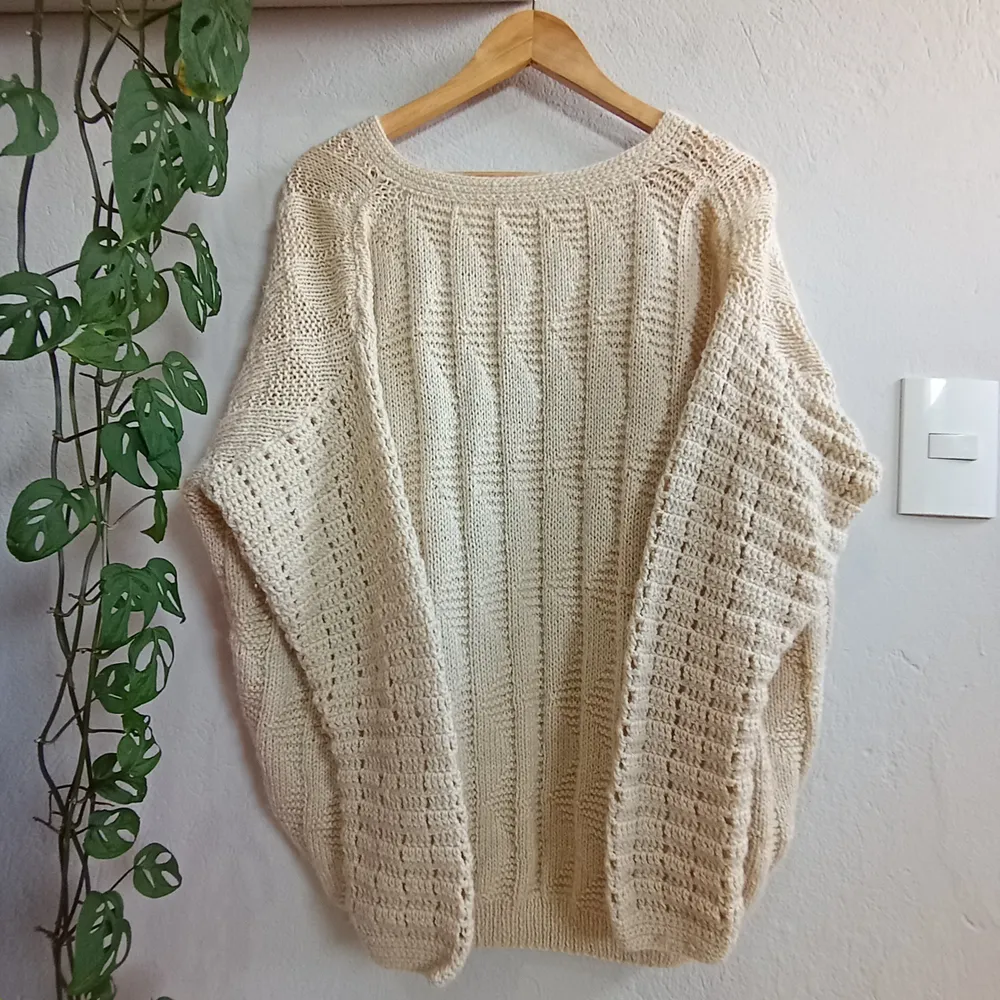Cardigan em tricô feito à mão - Tamanho G