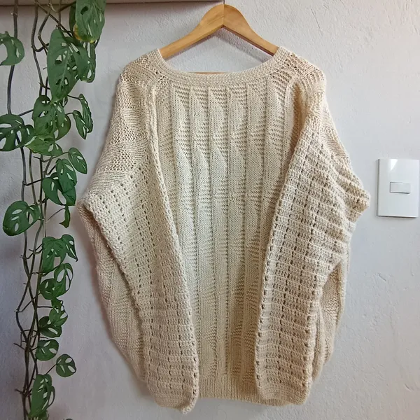 Cardigan em tricô feito à mão - Tamanho G