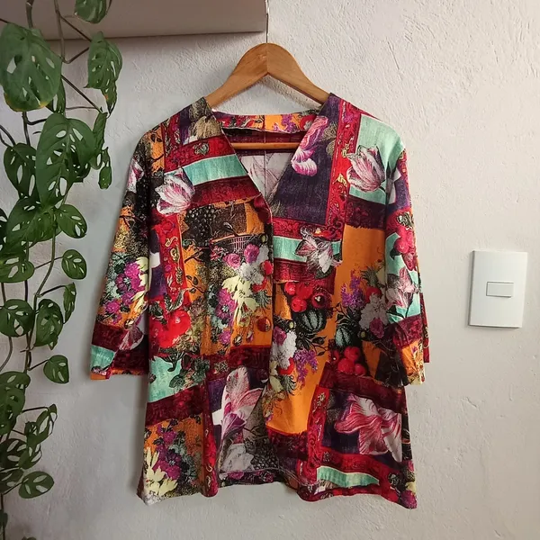 Blusa Artesanal em Malha de Algodão - Tamanho G