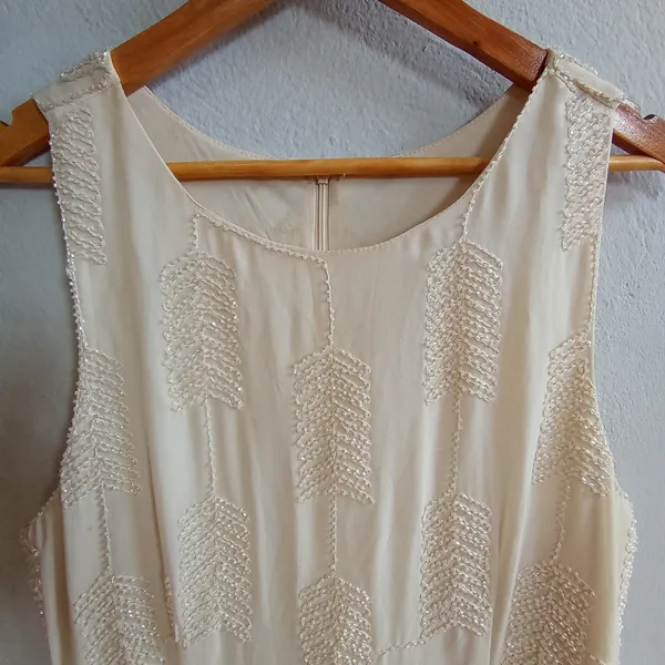 Vestido Vintage Boho Com Micangas de Vidro - Tamanho P