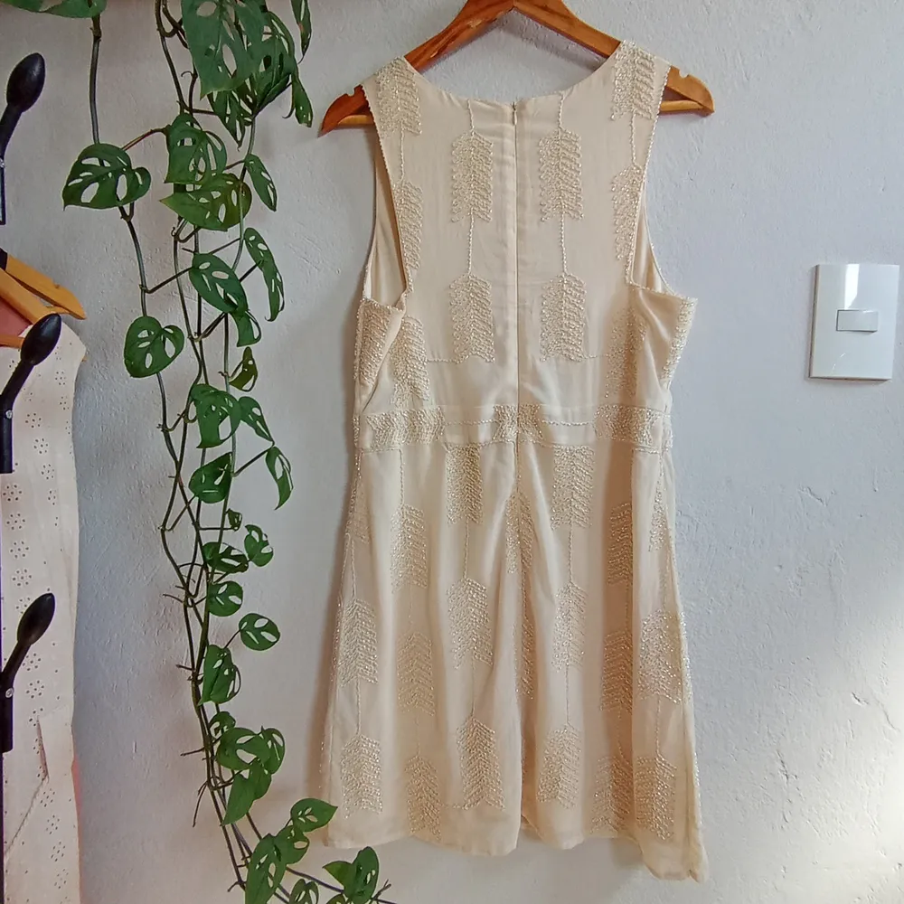 Vestido Vintage Boho Com Micangas de Vidro - Tamanho P